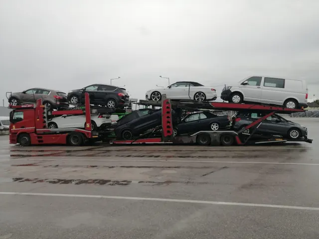 Transport auto pe platformă Romfour, pe carosabil umed